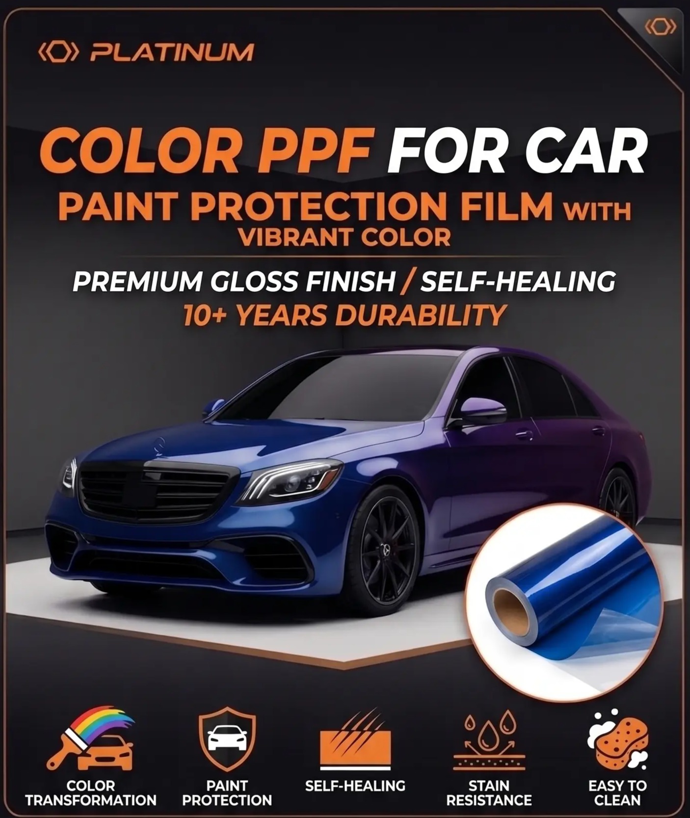 Color PPF for cars changing finish and protecting paint