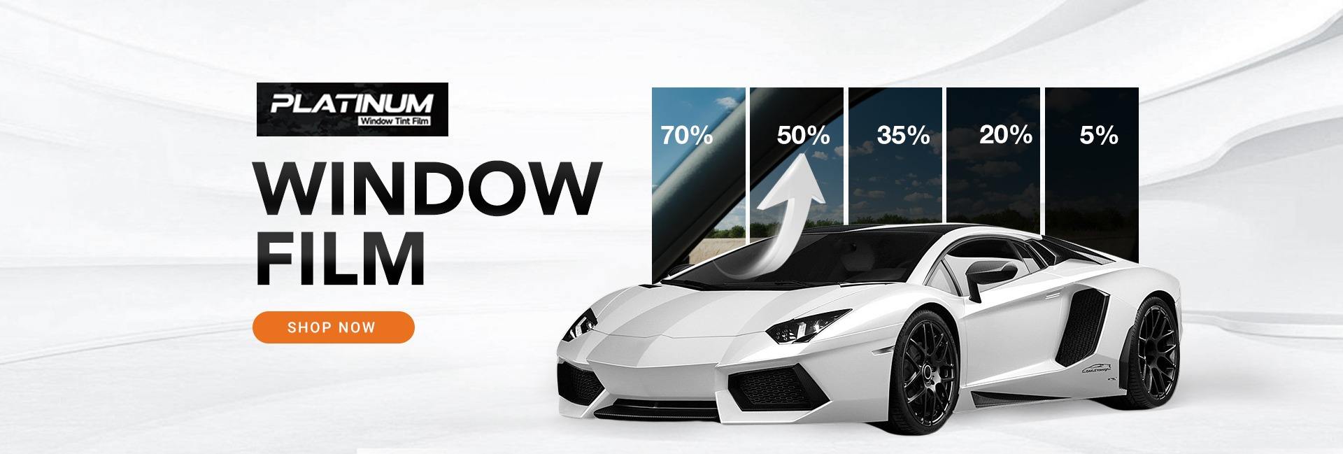 Platinum window film tint percentage options: 70%, 50%, 35%, 20%, 5%